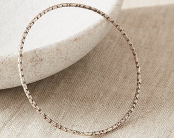 Textured Silver Skinny Stacking Bangle, Solid Silver Bangle