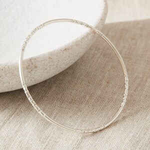 Textured Silver Skinny Stacking Bangle, Solid Silver Bangle Matte