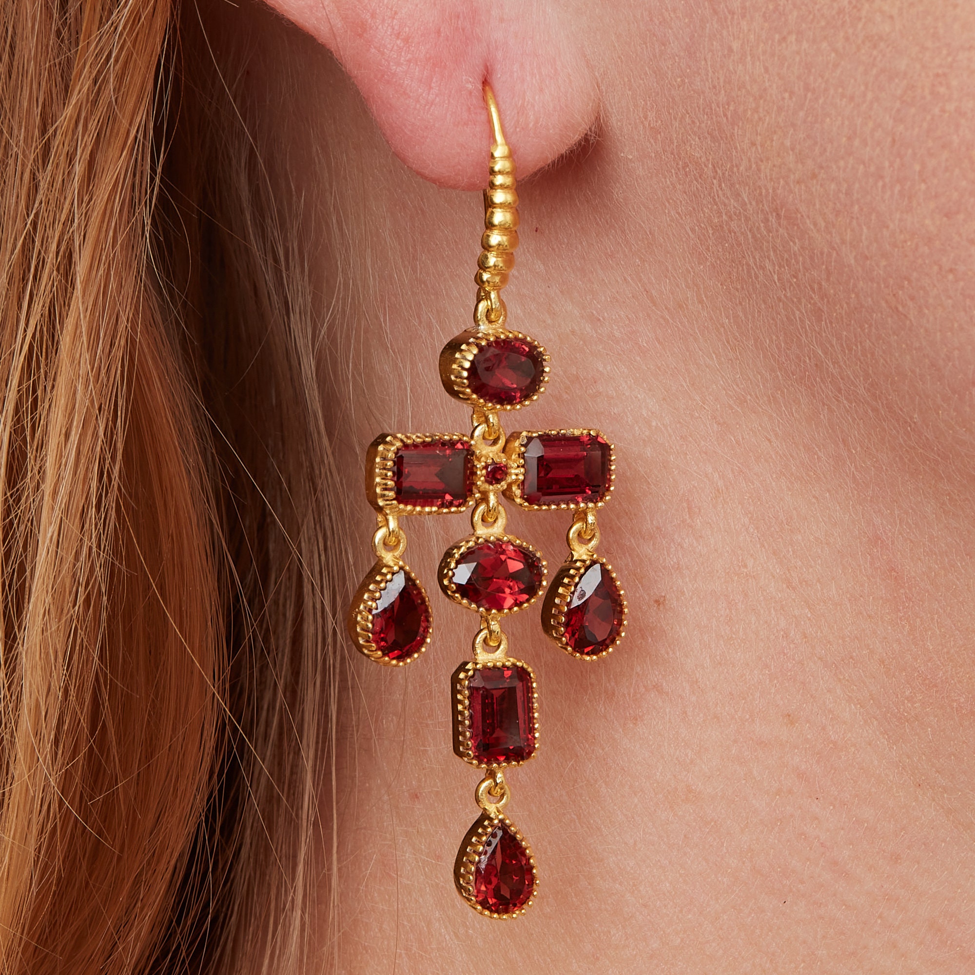 9K Hessonite Garnet Gold Earrings-8165XN | Juwelo