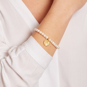 Pearl Beaded Bracelet, Gold Pendant Bracelet, Indian Amulet Jewellery, Pearl and Gold Bracelet, Antique Gold Charm Bracelet, Indian Bracelet image 1