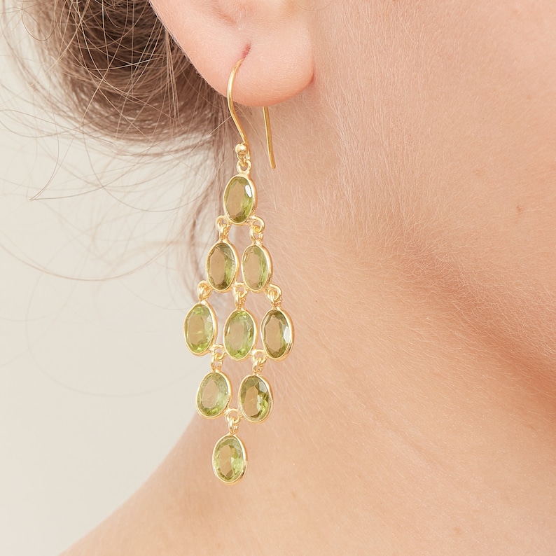 Garnet and Gold Chandelier Drop Earrings, Gemstone and Gold Chandelier Earrings, Chandelier Statement Earrings, January Birthstone Jewellery image 6