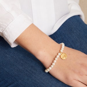 Pearl Beaded Bracelet, Gold Pendant Bracelet, Indian Amulet Jewellery, Pearl and Gold Bracelet, Antique Gold Charm Bracelet, Indian Bracelet image 3