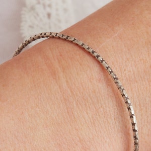 Textured Silver Skinny Stacking Bangle, Solid Silver Bangle image 3