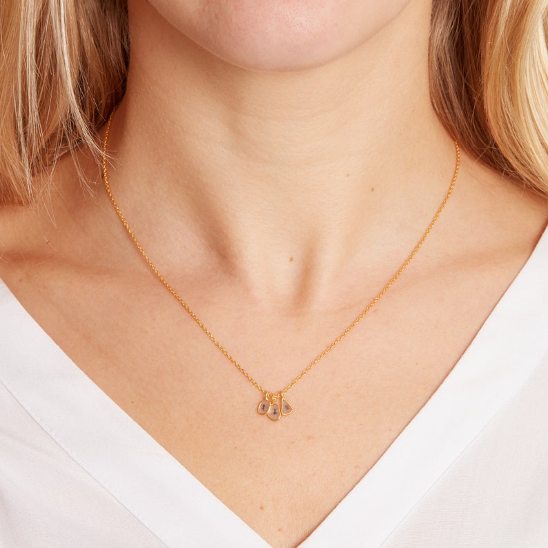 Diamond dangly necklace Diamond charm necklace Diamond gold chain necklace Multi diamond Diamond gift for her Diamond slice necklace