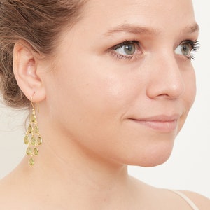 Garnet and Gold Chandelier Drop Earrings, Gemstone and Gold Chandelier Earrings, Chandelier Statement Earrings, January Birthstone Jewellery image 9