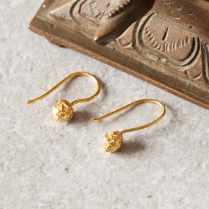 18K Gold and Silver Tiny Peppercorn Shaped Drop Earrings, Organic Textured hoop Earrings