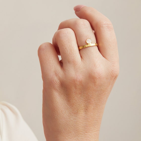 Labradorite and Polki Diamond Ring Stacked Layered Gold-plated Sterling Silver Labradorite and Polki Diamond Ring Stacked Layered Gold-plated Sterling Silver