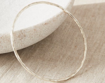 Hammered Silver Stacking Bangle, Genuine Silver Bangle, Textured Silver Bangle