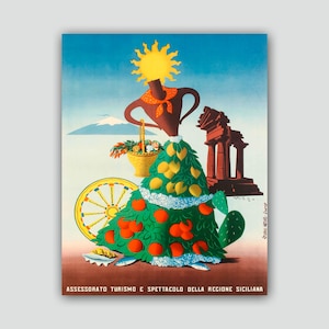 Sicily Art Print, Sicily Travel Poster, Sicilian Gifts, Sicilia Italia,