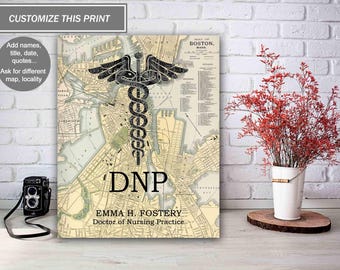 Regalo personalizado de graduación de DNP, impresión artística de mapa vintage