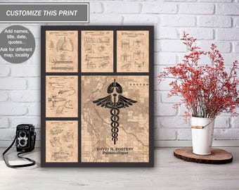 Decoración personalizada para consultorio de neumólogo: Póster vintage de patente de pulmón