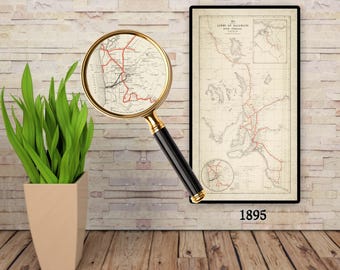 Póster del mapa de los ferrocarriles de Australia del Sur de 1895, regalo de un trabajador de la cueva de Man Cave (AU)