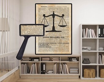 Impresión personalizada de abogado australiano, estilo diccionario vintage, regalo de graduación, arte mural para oficina.