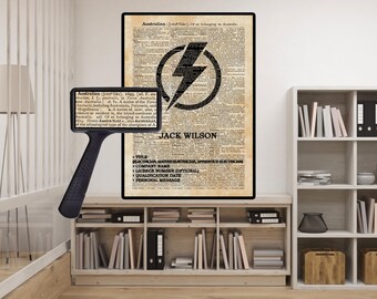 Póster de electricista personalizado impreso en Australia, regalo personalizado para electricistas, arte mural para trabajadores, impresión de diccionario