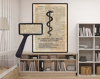 Póster de médico de cabecera personalizado impreso en Australia, regalo personalizado para médico de cabecera, regalo de graduación, impresión estilo diccionario.