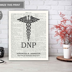Personalized DNP,  Doctor of Nursing Practice, Art Print Vintage Dictionary Page, Special Occasion Nurse Graduation Art, DNP Graduation Gift