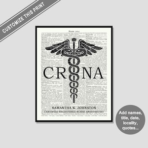 CRNA Graduation Gift - Custom Nurse Anesthetist Wall Art, Personalized Nurse Gift for CRNA, Thoughtful Nurse Graduation Present