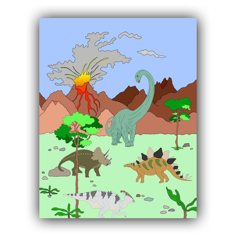 Dino Art Nursery Art Print Dinosaur Art Decor For Kids Etsy