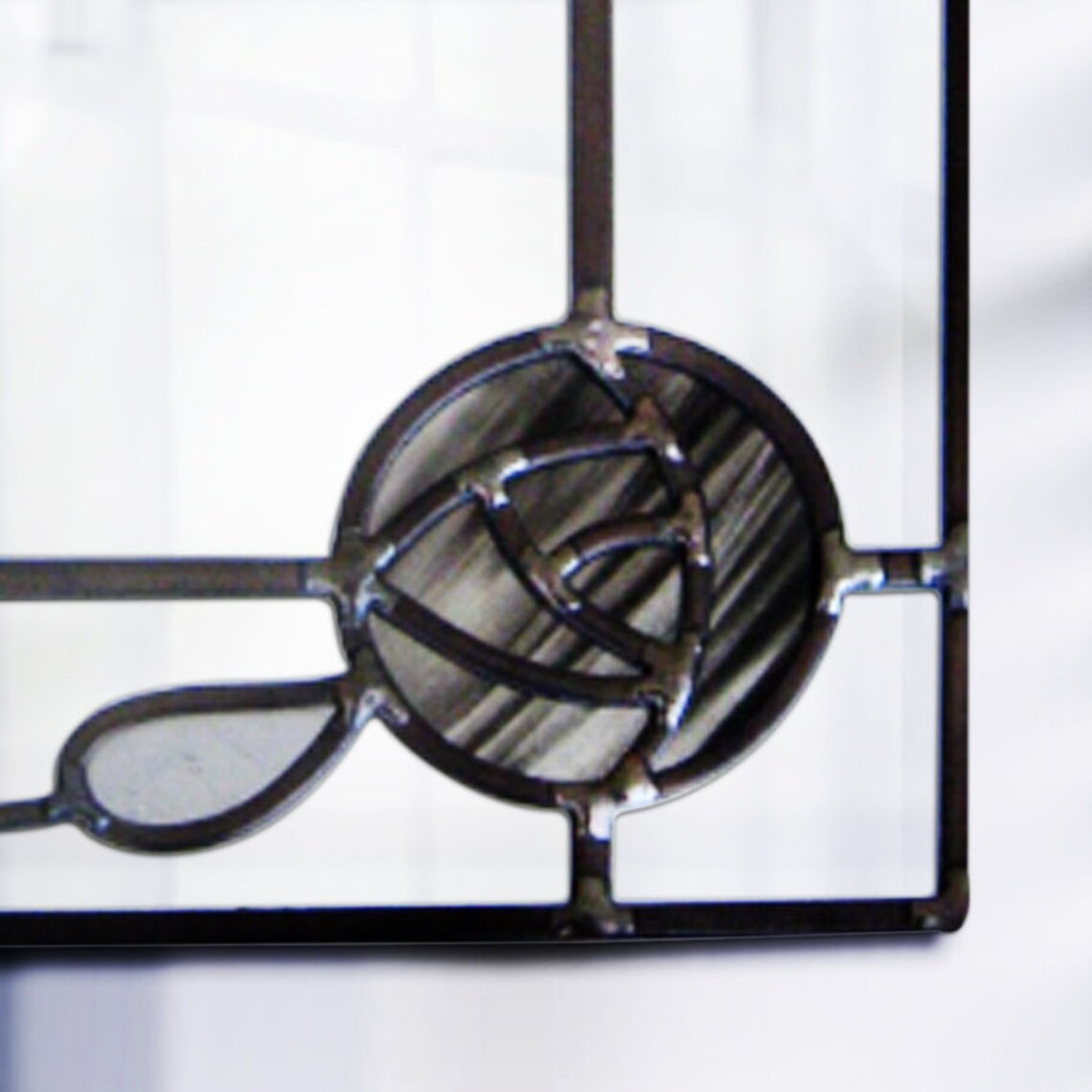 Mackintosh Inspired Lead Overlay Stained Glass Mirror. Etsy UK