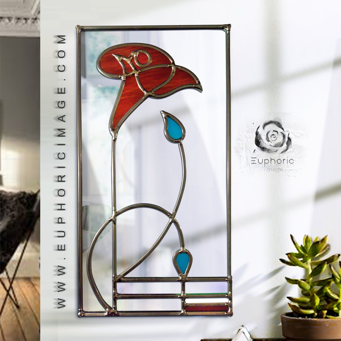 Mackintosh Design Lead Overlay Stained Glass Mirrors 30 X 55 Cm Etsy UK