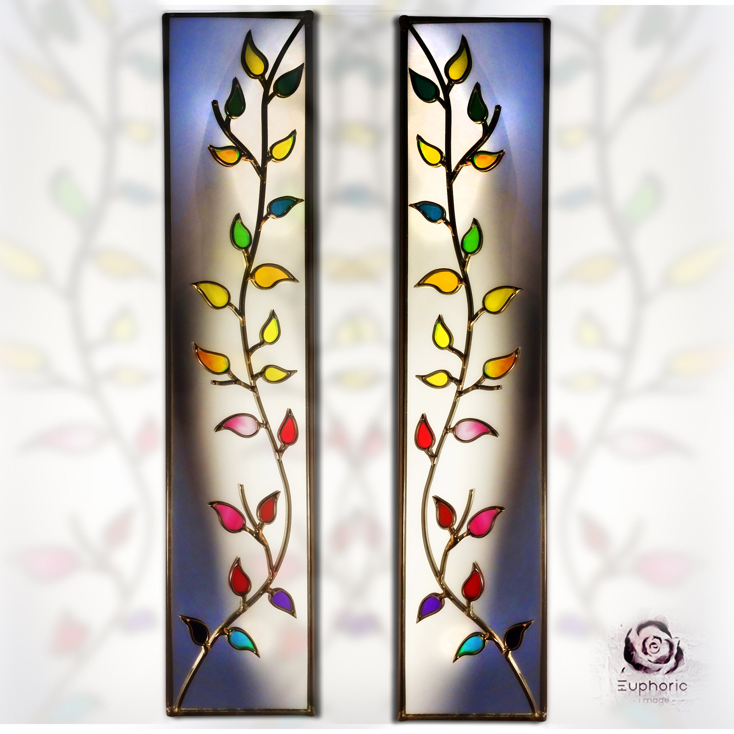 Trio Branch Design Lead Overlay Stained Glass Mirrors 111 X 91 Cm Etsy UK