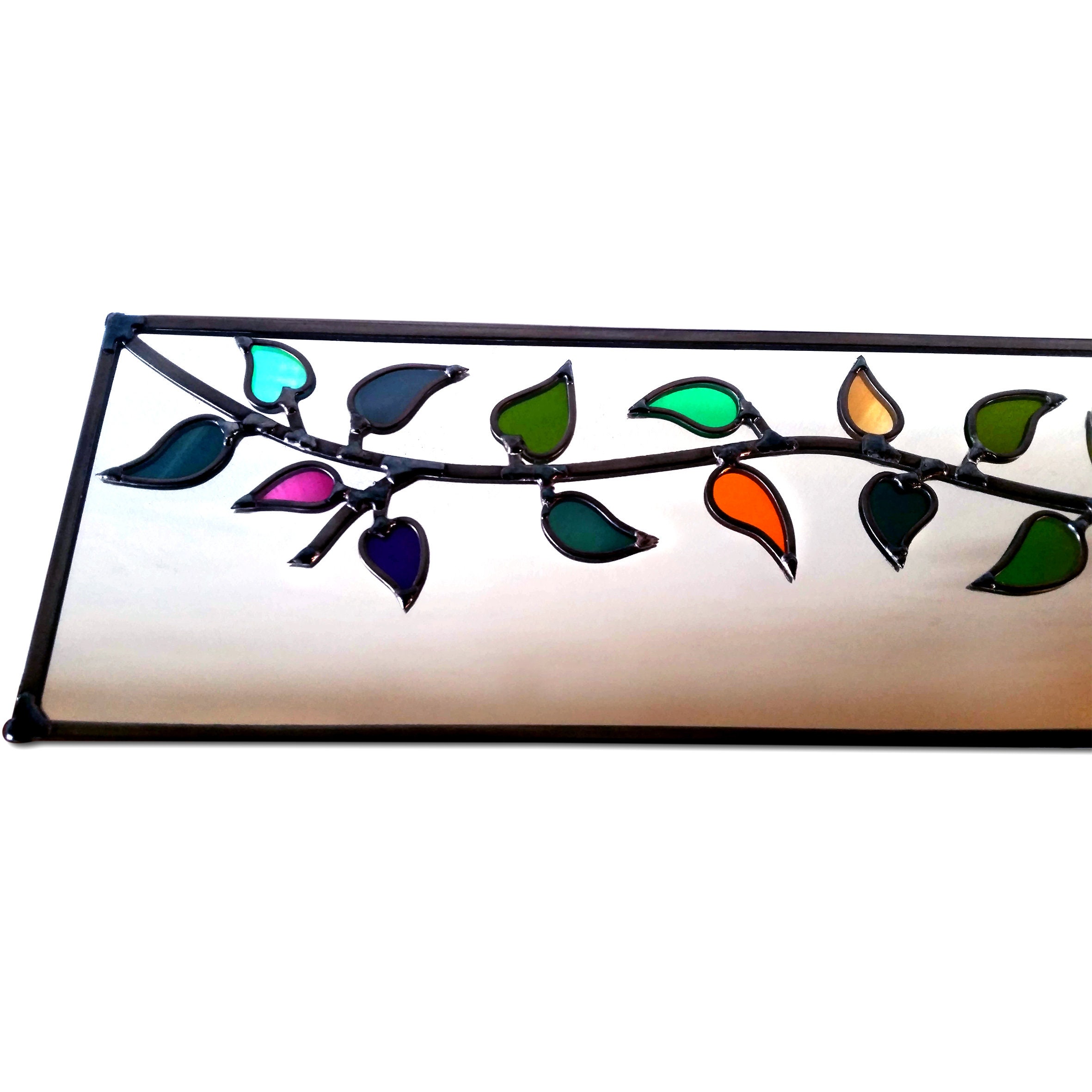Pair of Branch Design Lead Overlay Stained Glass Mirrors 25 X Etsy UK