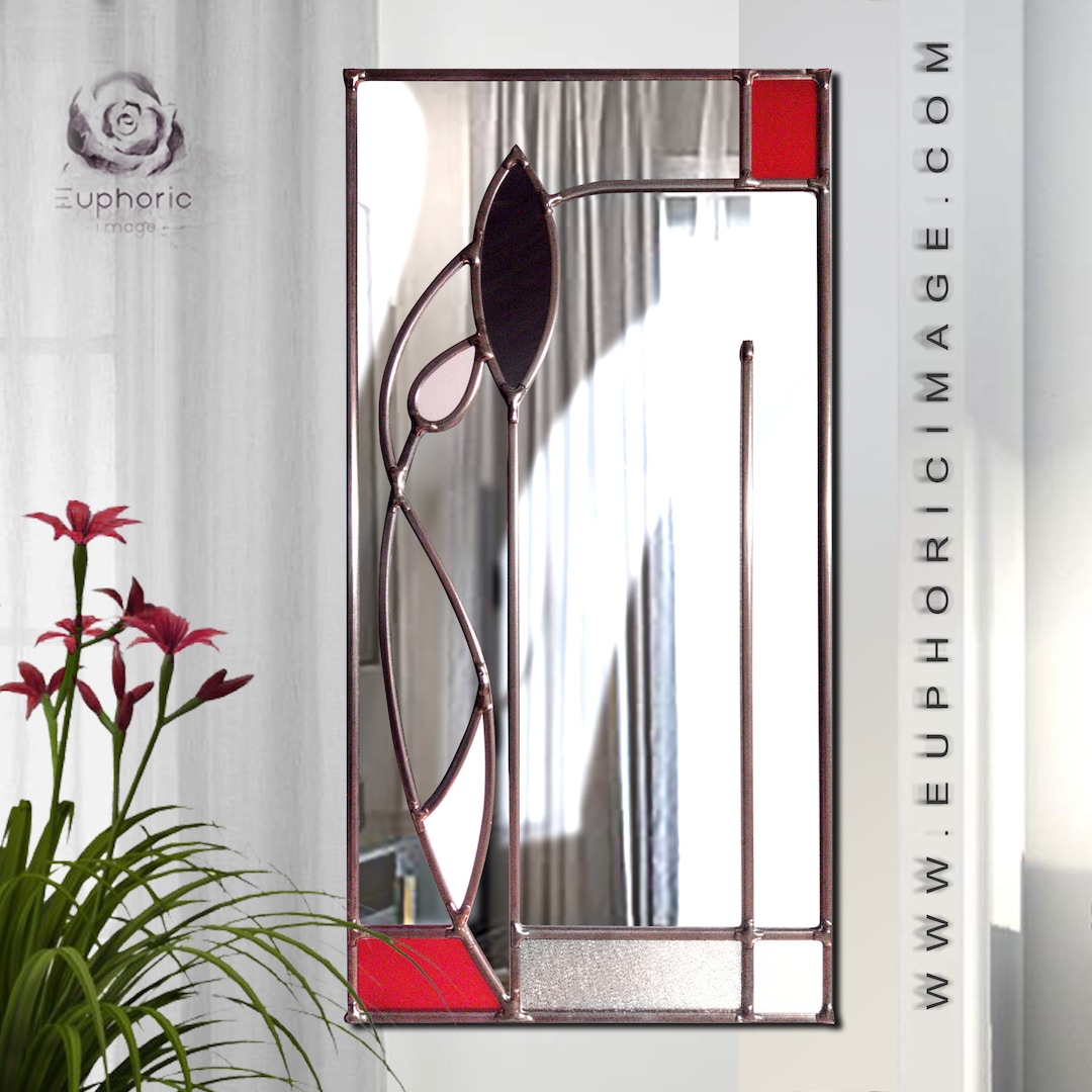 Mackintosh Design Lead Overlay Stained Glass Mirror Etsy UK