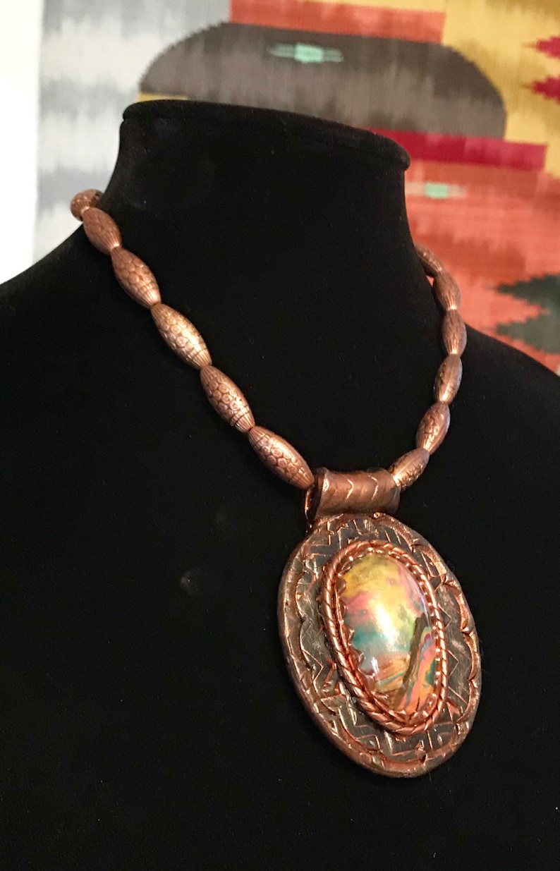 Multi Color Bronze Necklace Etsy