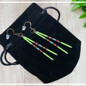 Delicate Lime Beaded Earrings - Handcrafted Dangles with a Touch of Elegance, Beaded Earrings, Handmade Earrings, Silver Earrings