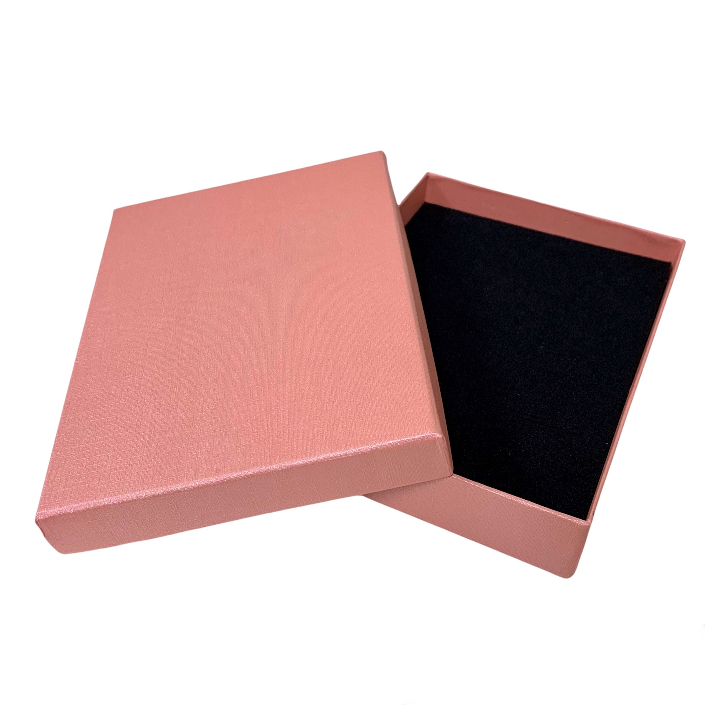 Pink Diamond-textured Paper Cardboard Jewelry Gift Boxes With Foam Insert