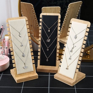 GemeShou Velvet necklace display for selling, White jewelry necklace  organizer, Small bust jewelry stand【White-Height 9.45 inch】