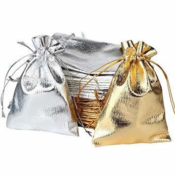 7.5x9x3.5 12 Pcs. Medium Metallic Gold Paper Gift Bags with Metallic  Handles, Party Favor Bags for Birthday Parties, Weddings Gifts