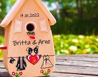 Vogelhaus Hochzeit Persönliches kreatives Hochzeitsgeschenk aus Holz personalisiert fürs Brautpaar