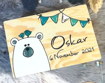 Erinnerungskiste Baby, Persönliches Geschenk zur Geburt, Taufgeschenke, Erinnerungsbox mit Name personalisiert,  Holzkiste mit Namen
