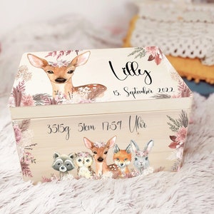 Memory box baby with name memory box, wooden box with name personalized gift for birth wood handmade