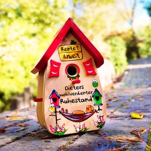 Gift pension, retirement, birdhouse pension, pensioner, retirement gift, farewell gift colleague, retirement gift