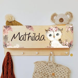 Armario infantil con estante para guantes, gorro, habitación infantil, nombre, perchero individual, perchero, personalizable