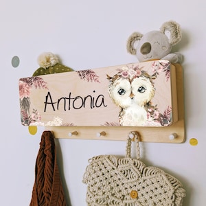 Armario infantil con estante para guantes, gorro, habitación infantil, nombre, perchero individual, perchero, personalizable