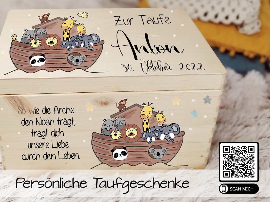 Erinnerungskiste zur Taufe: Arche Noah ! Baby Personalisiert mit Name ...