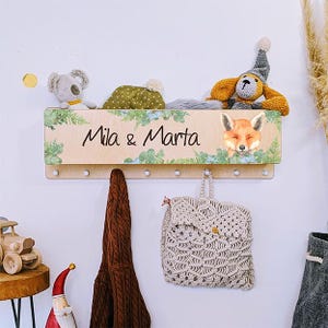 Armario infantil con estante para guantes, gorro, habitación infantil, nombre, perchero individual, perchero, personalizable