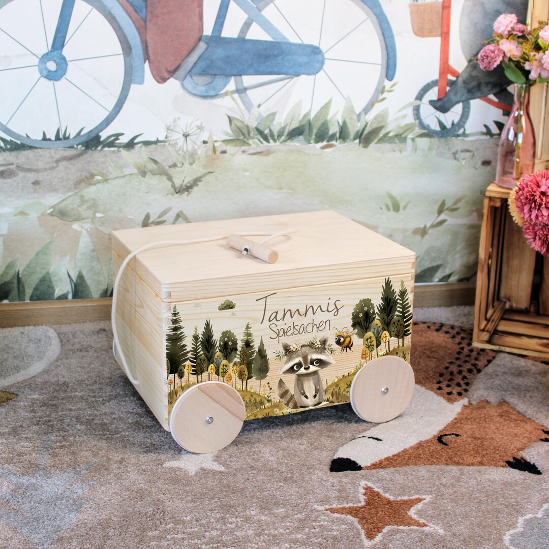 Personalized Toy Box Forest Animal, Wooden Toy Box, Wooden Box for ...