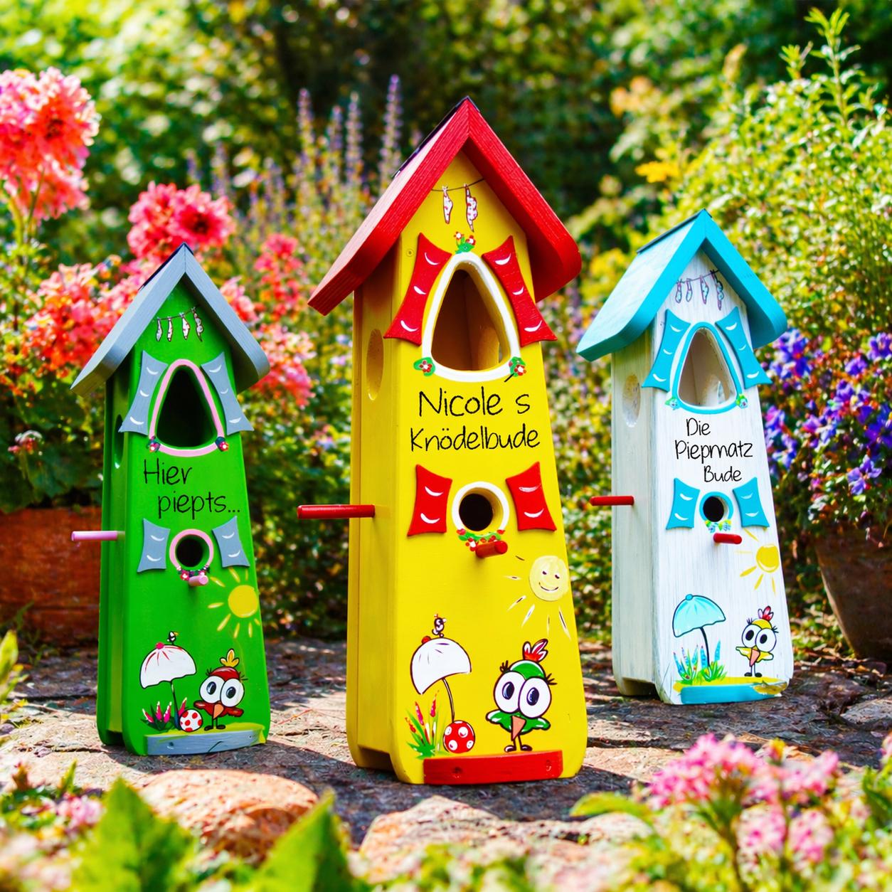 Holz Vogelhäuschen Grün Zum Hinstellen – 25x18x12 Cm, Nistkasten Für Kleine Singvögel, Dekorativ, Schlupfloch 3 Cm, Für Garten, Terrasse & Wohnraum