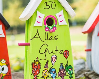 Buntes Vogelhaus, Vogelvilla persönliches Geschenk für die Freundin, Einzug