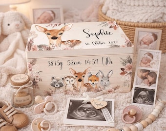 Erinnerungskiste Baby, Erinnerungsbox, Spielzeugkiste, Spielebox, Holzkiste mit Namen, personalisierte Geschenke aus Holz