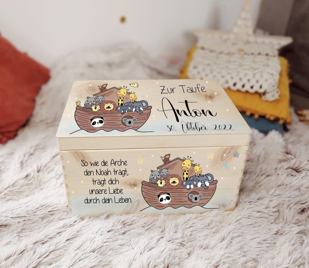 Erinnerungskiste zur Taufe: Arche Noah ! Baby Personalisiert mit Name ...