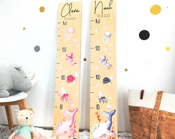 Kindermesslatte als Taufgeschenk Wal , Messlatte Holz, Messlatten, Geschenk zur Geburt, personalisierte Messlatten