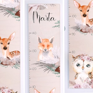 Messlatte Kinder, Messlatte Holz mit Name, individuelle personalisierte Geschenke, Tiere Gräser