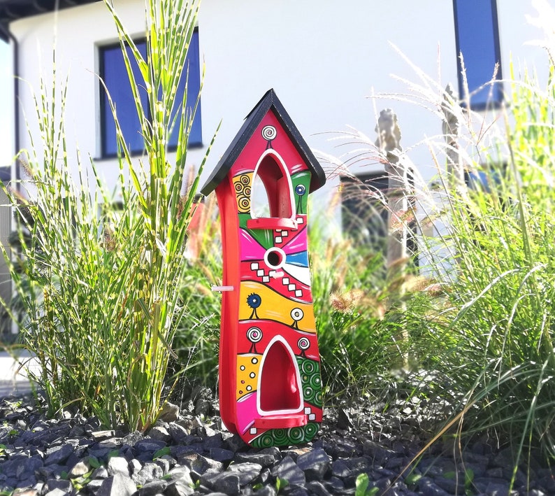 Vogelhaus bunt Vogelvilla als kreatives Geschenk, Nistkasten, Futterhaus, Vogelvillen Bild 2