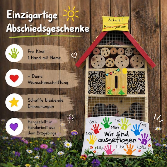Abschiedsgeschenk Kindergarten | KITA Abschied | Geschenk für Erzieher | Insektenhotel | Kindergarten Abschied | mit Namen | wetterfest