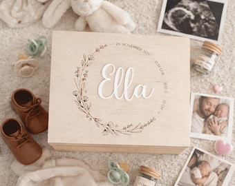 Erinnerungskiste | Erinnerungskiste Baby | Erinnerungsbox | Spielzeugkiste | Erinnerungskiste Holz | Personalisierte Baby-Erinnerungskiste
